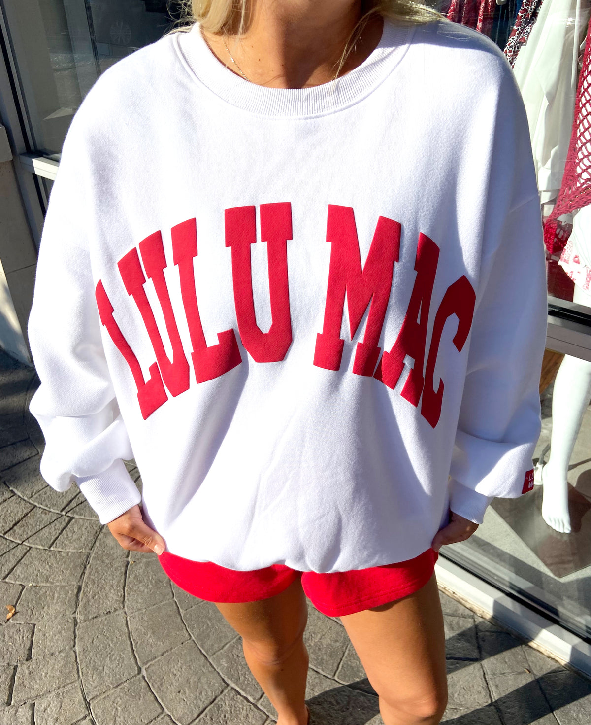 LULU MAC White and Red Sweatshirt