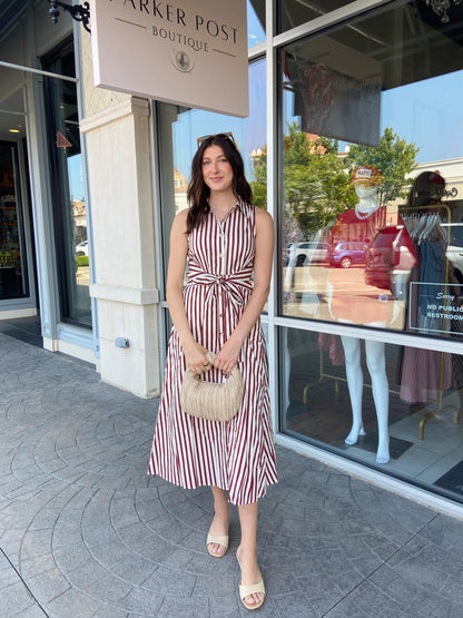 Gidget Burgundy Stripe Midi Dress