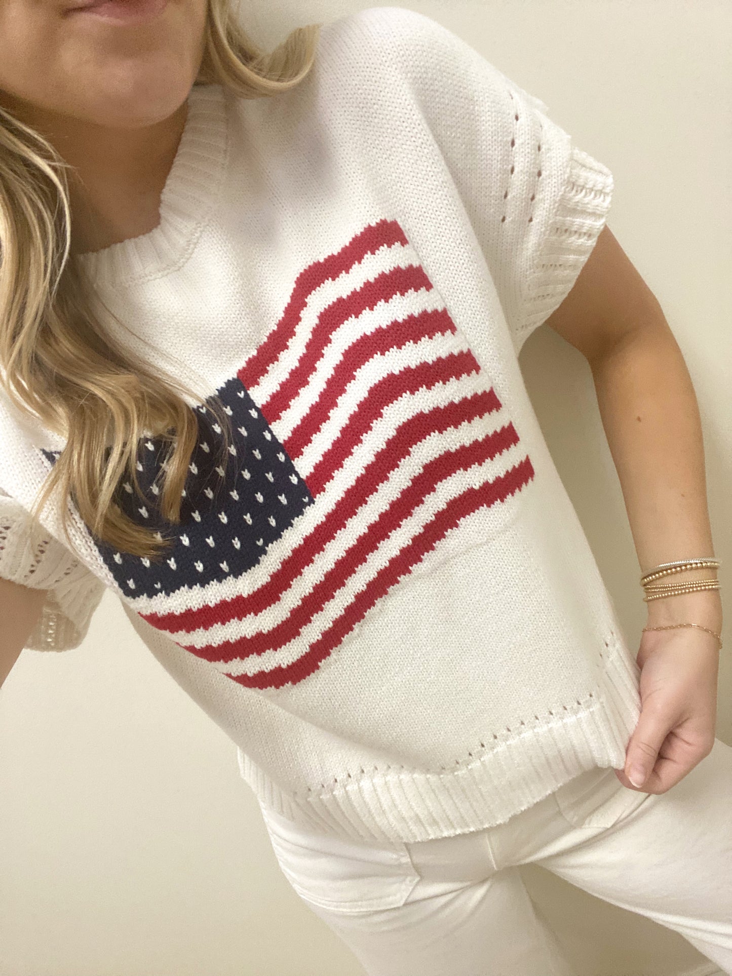 American Flag Graphic Knitted Sweater