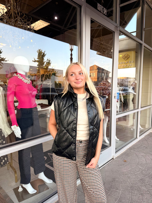 Jewel Black Quilted Vest