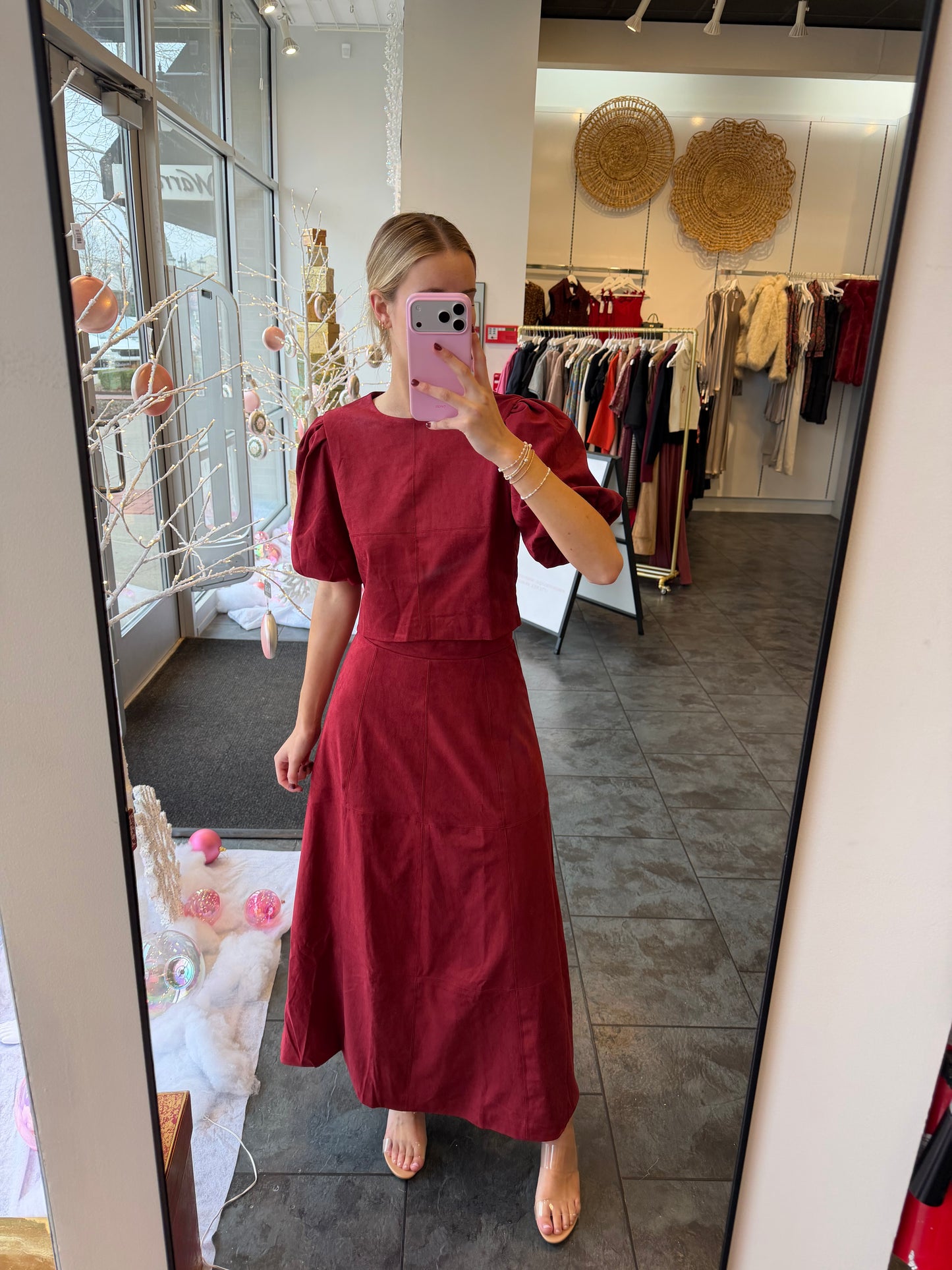 Berry Me Suede Skirt Set