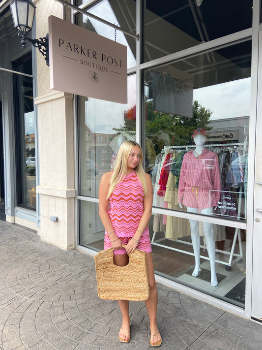 Carley Pink Chevron Short Set