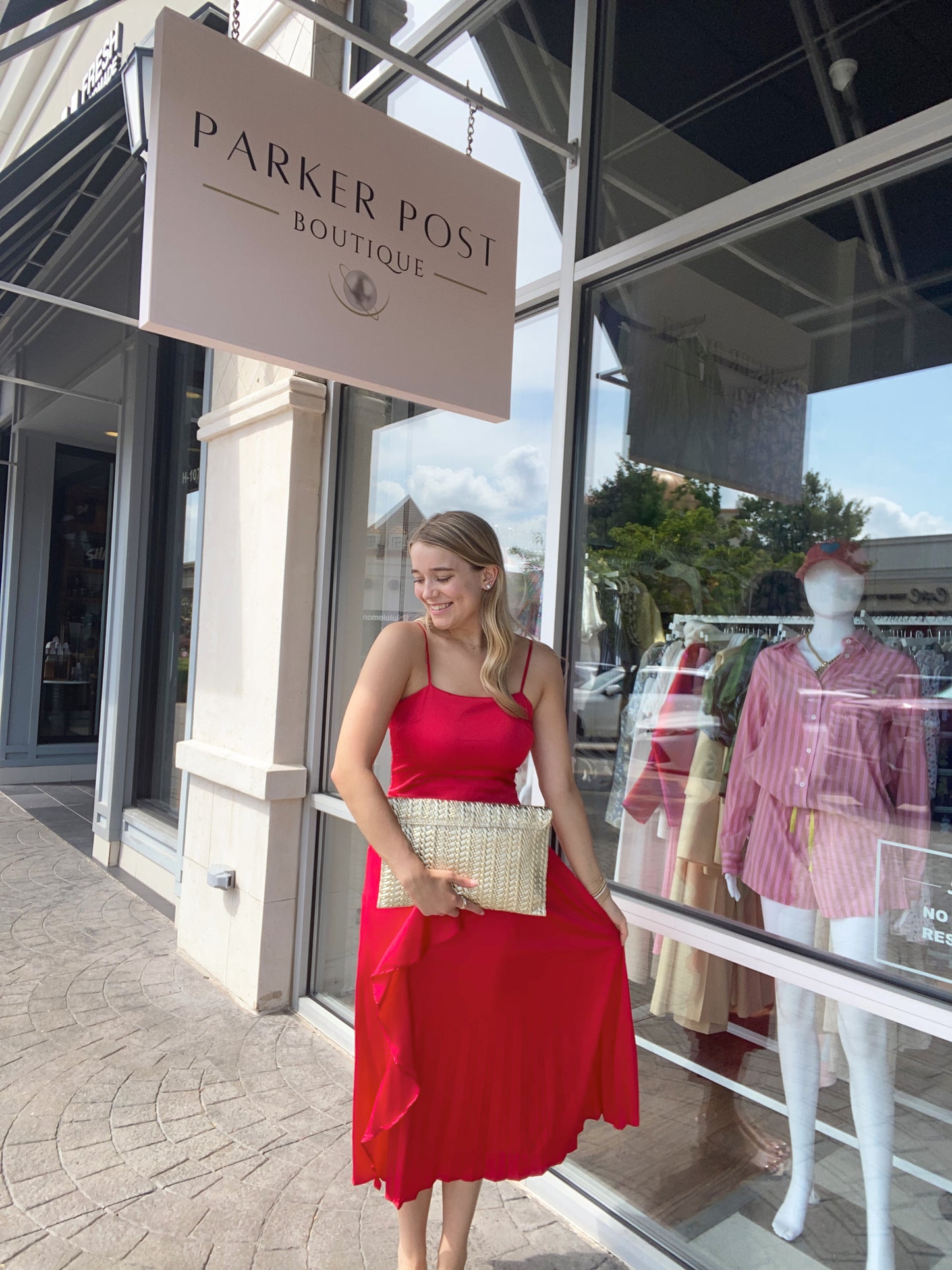 Candy Apple Red Silk Midi Dress