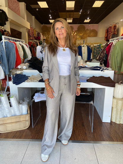 Courtney Herringbone Light Grey Blazer