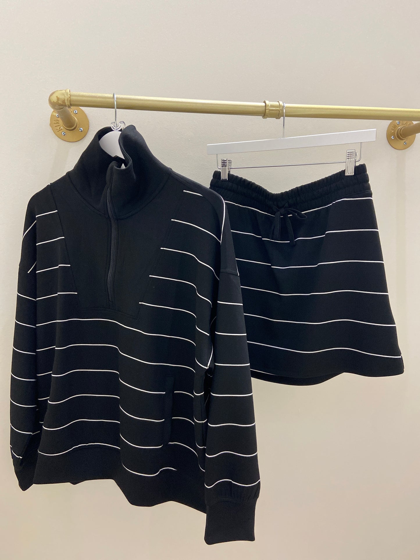 Raven Black and White Stripe Long Sleeve Top and Skort