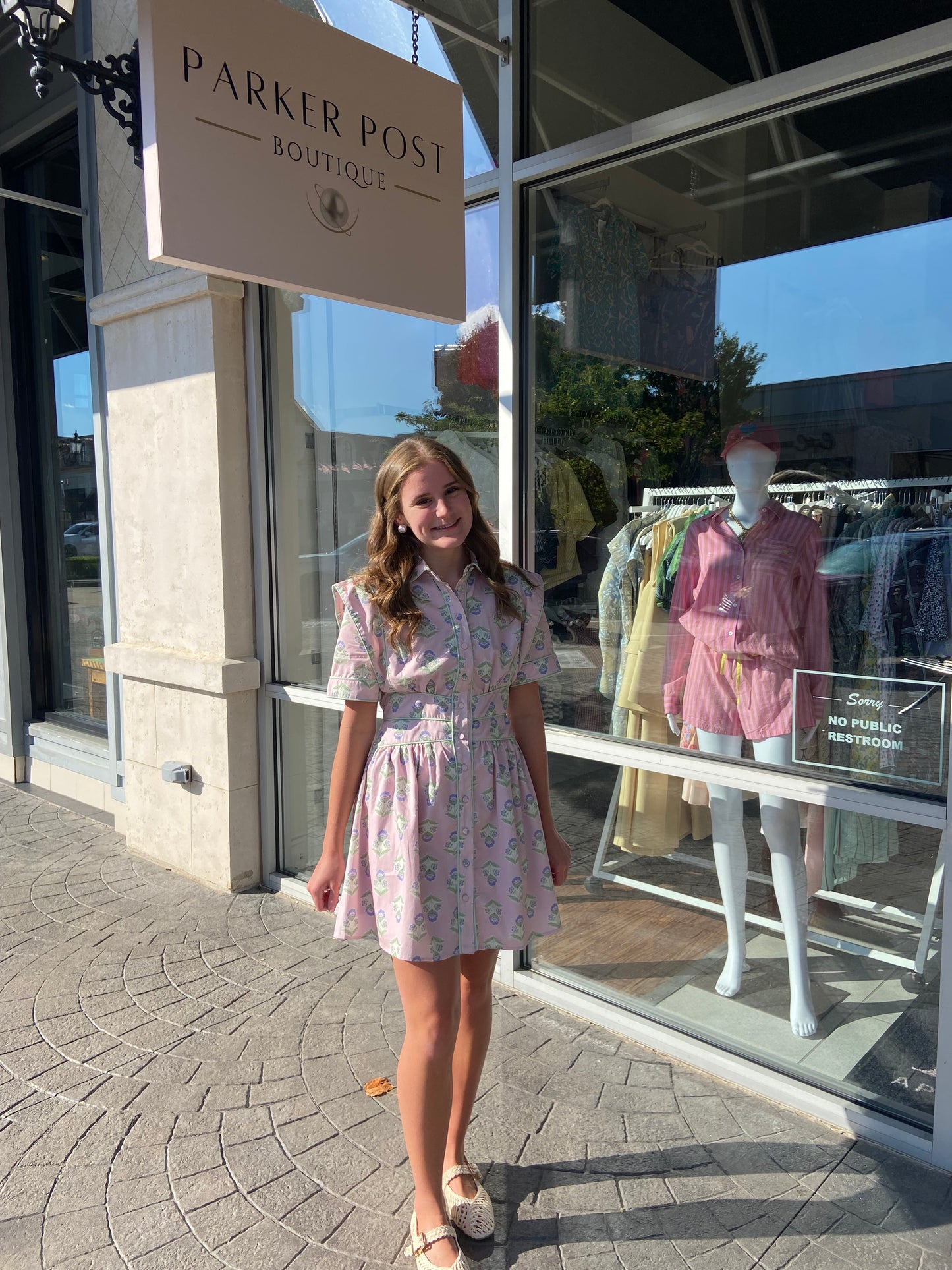 Karlie Pink French Floral Shirt Dress