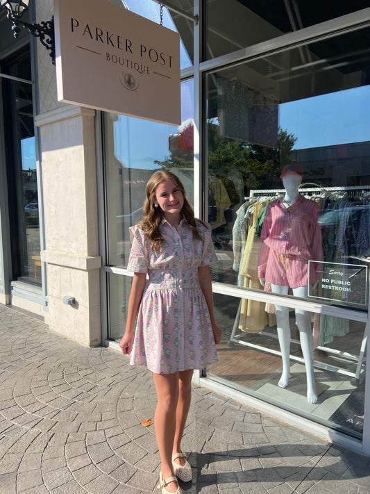 Karlie Pink French Floral Shirt Dress