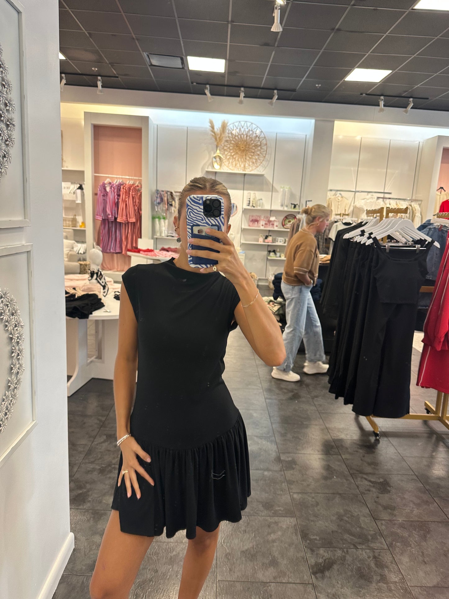 Black Mock Neck Mini Dress