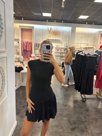 Black Mock Neck Mini Dress