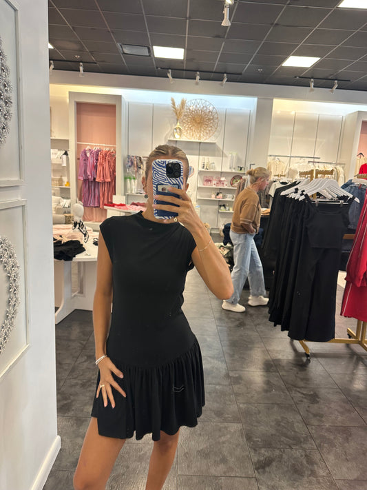 Black Mock Neck Mini Dress