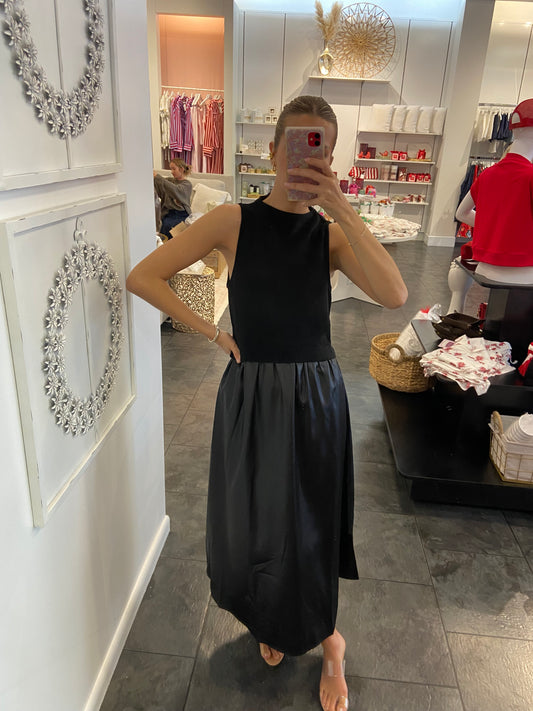 Doria Black Mixed Media Sleeveless Dress