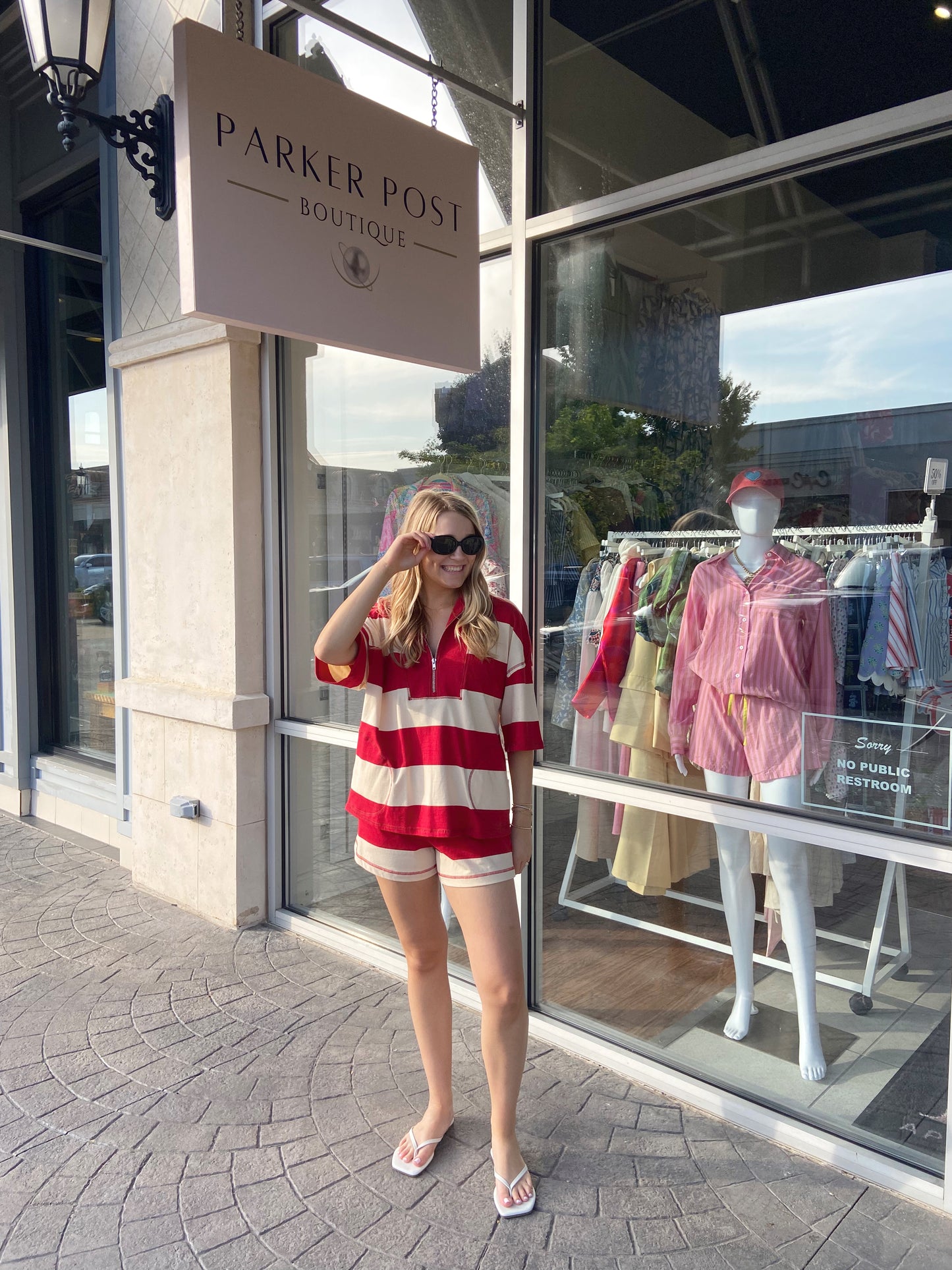 Candy Cane Red and Cream Stripe Short Set