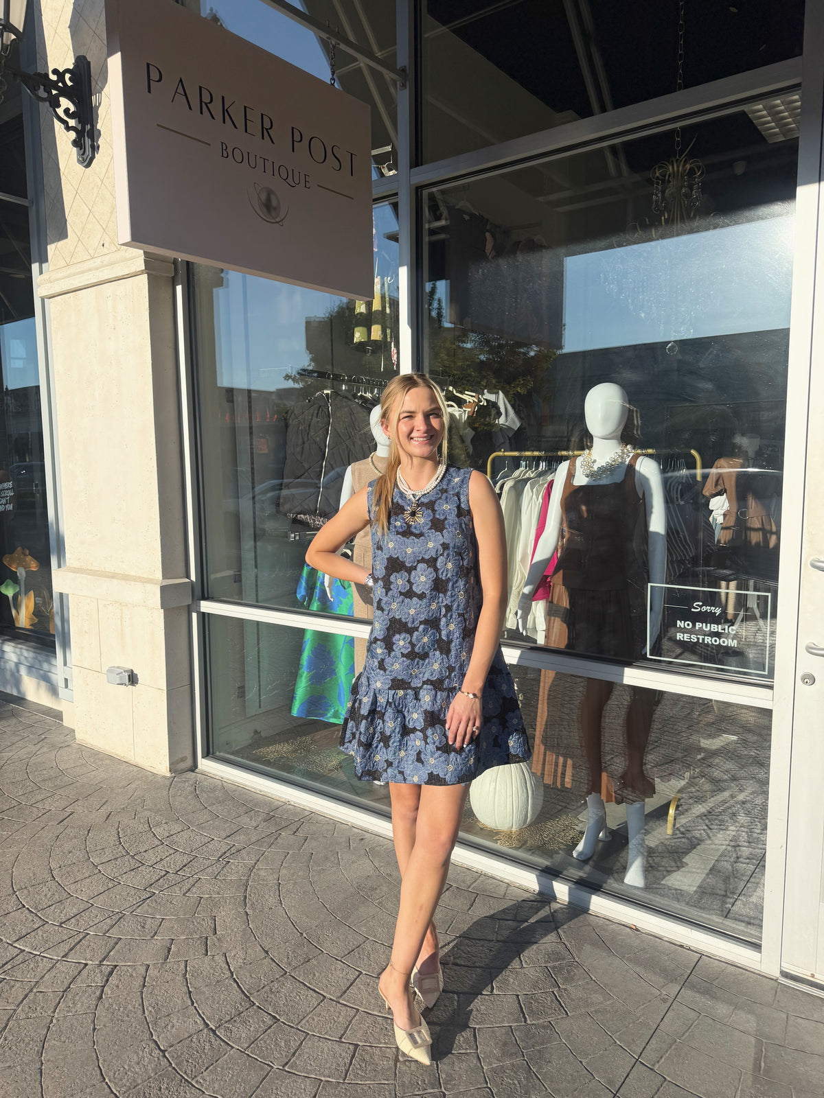 JOY JOY Denim Petal Flounce Dress