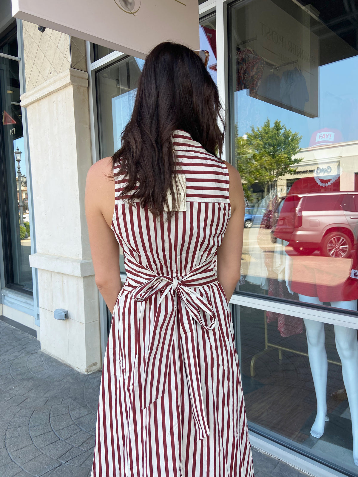 Gidget Burgundy Stripe Midi Dress