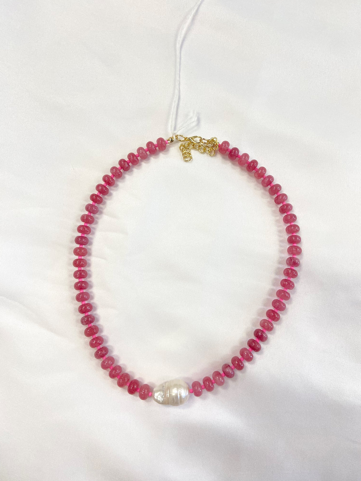 Rachel Pink Bead and Pearl Necklace