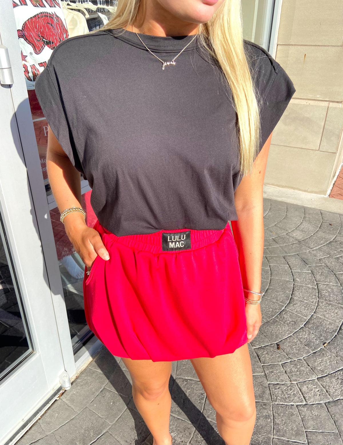 LULU MAC Red Bubble Skort