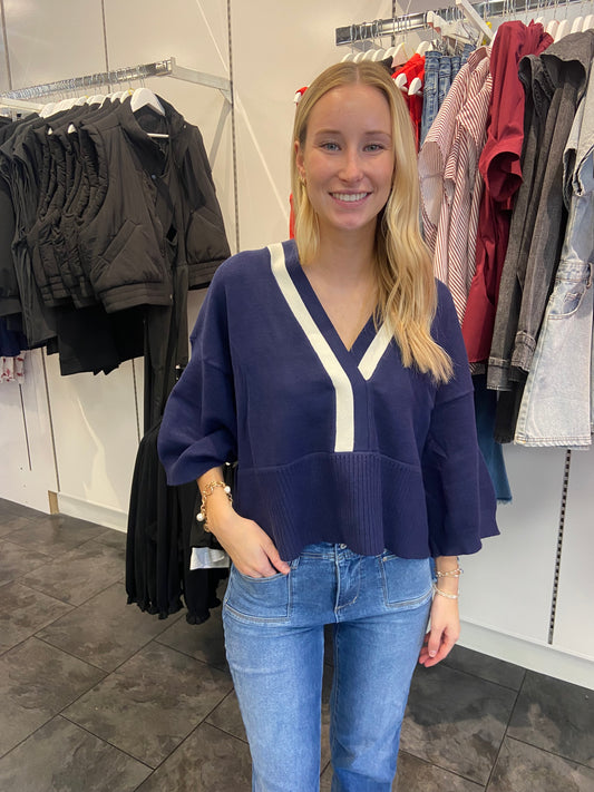 Warrior Navy V-Neck Sweater