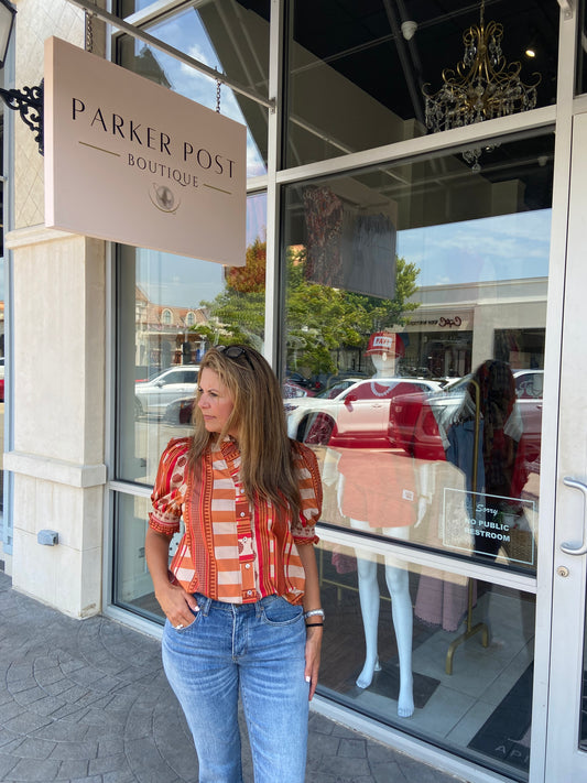 Penelope Cinnamon Geometric Top