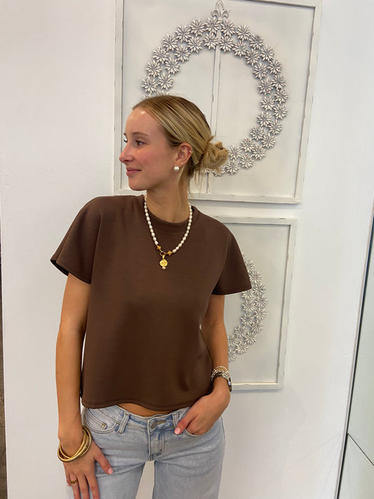 Brown Flared Scuba Top