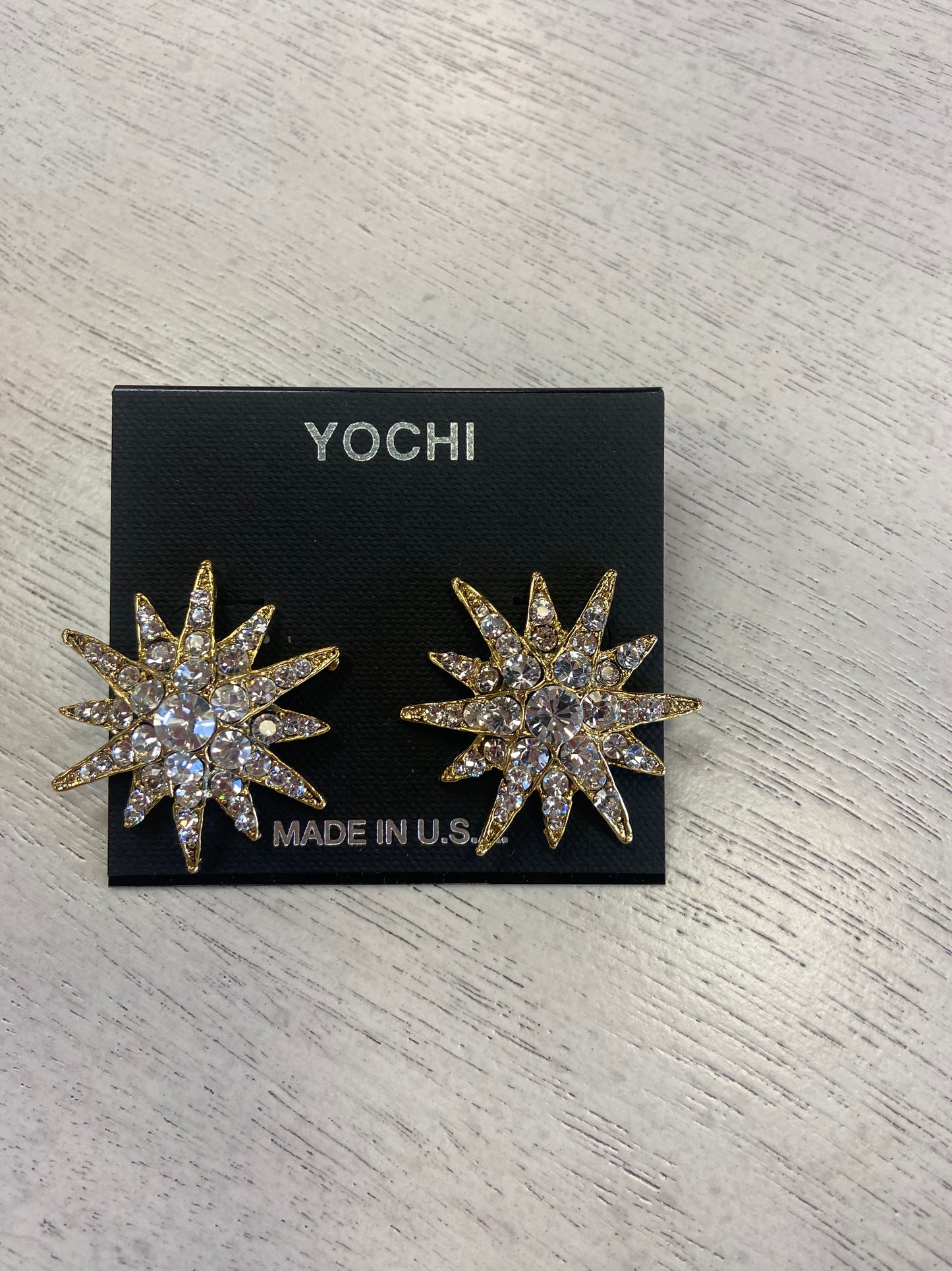 YOCHI Gold with Rhinestone Star Earrings