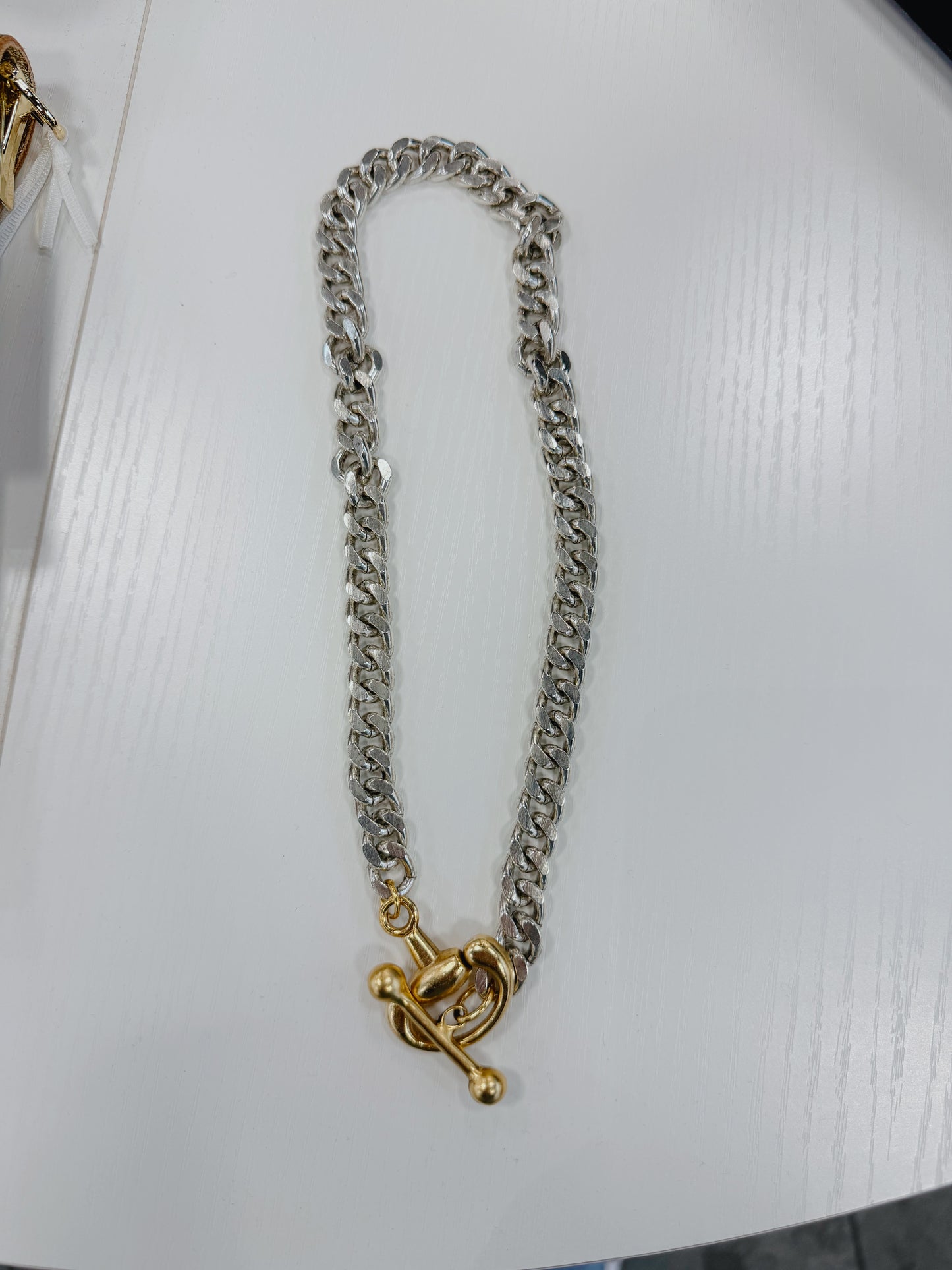 YOCHI Mixed Metal Horse Bit Necklace