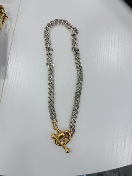 YOCHI Mixed Metal Horse Bit Necklace