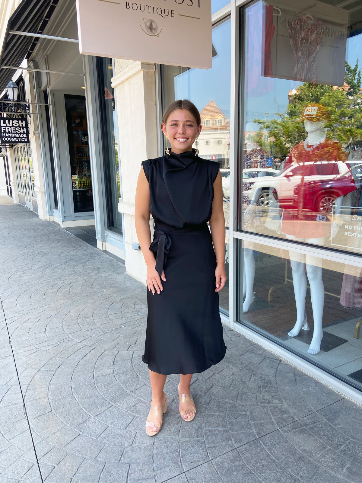 James Black Sleeveless Midi Dress