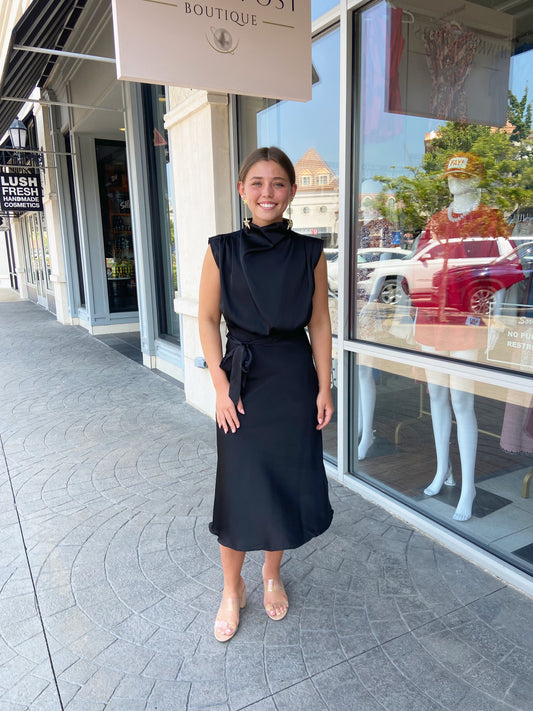 James Black Sleeveless Midi Dress