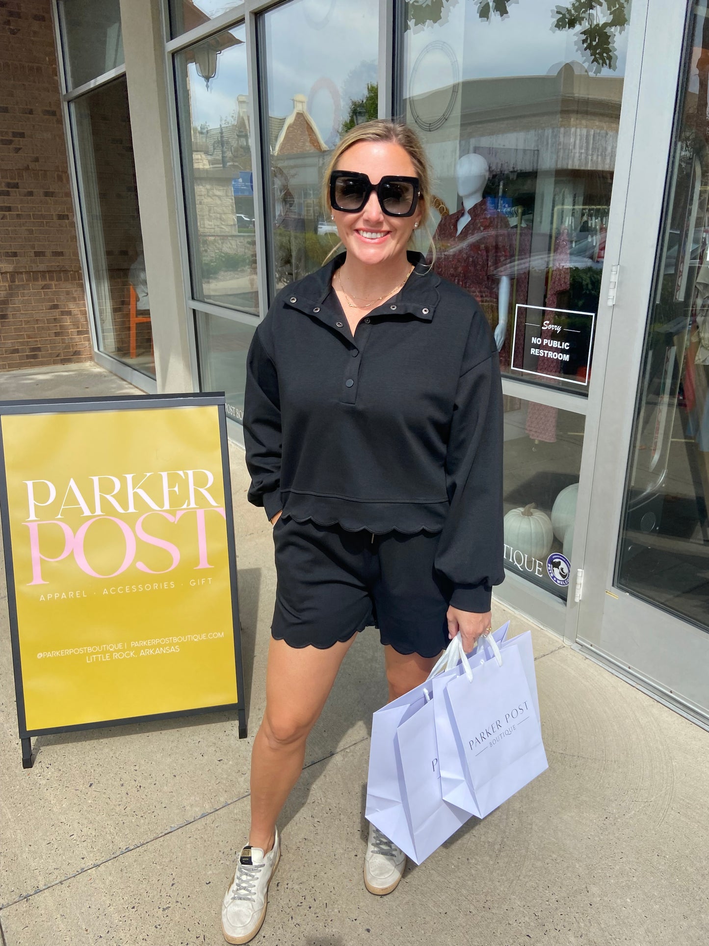 Black Scallop Trim Shorts