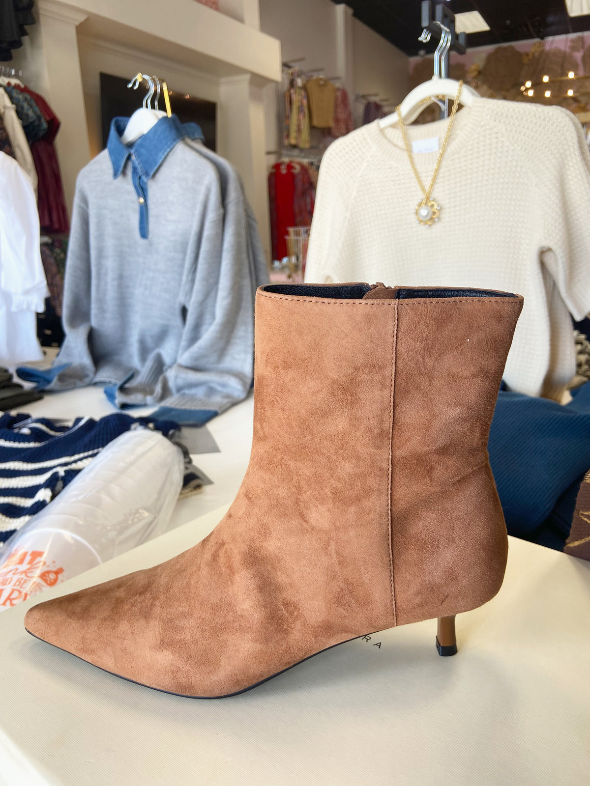 Soho Whiskey Suede Kitten Heel Bootie