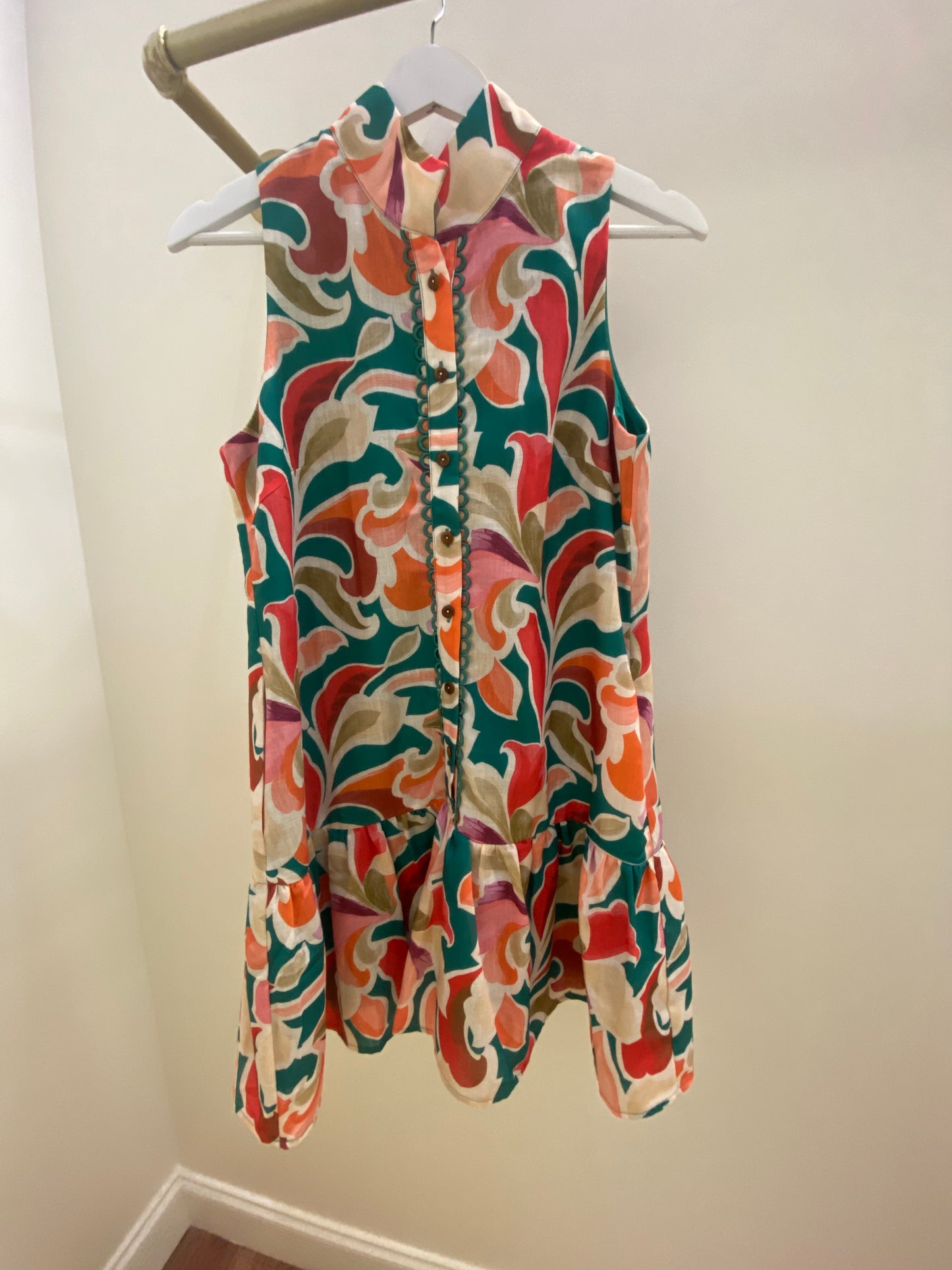Tropical Swirl High Neck Dress