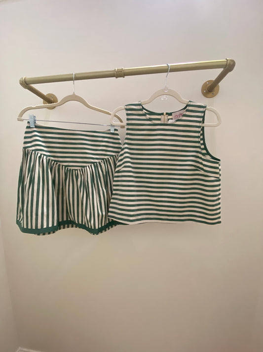 JOY JOY Grinch Stripe Skirt Set