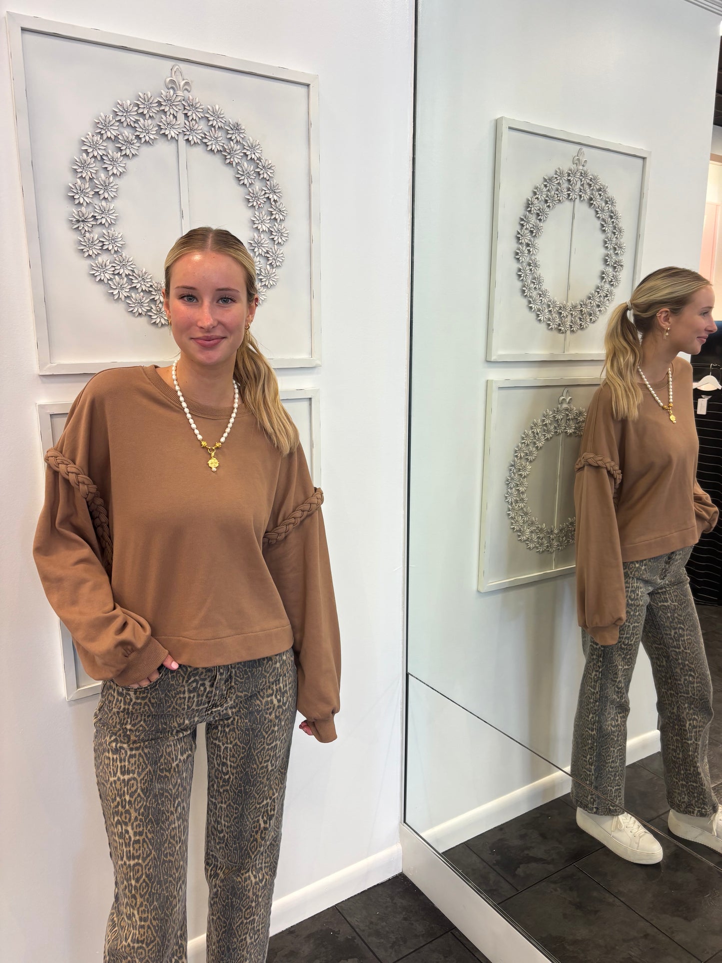 Mocha with Knotted Trim Sweatshirt
