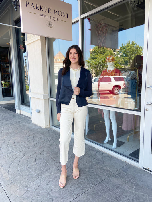 Danica Navy Mix Media Blazer