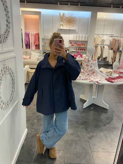 Easy Navy A- line Trench Jacket