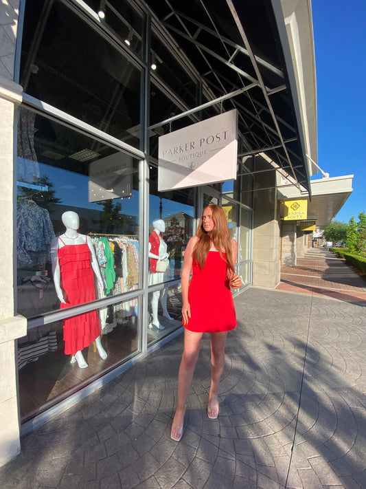 Carissa Red Strapless Bow Mini Dress