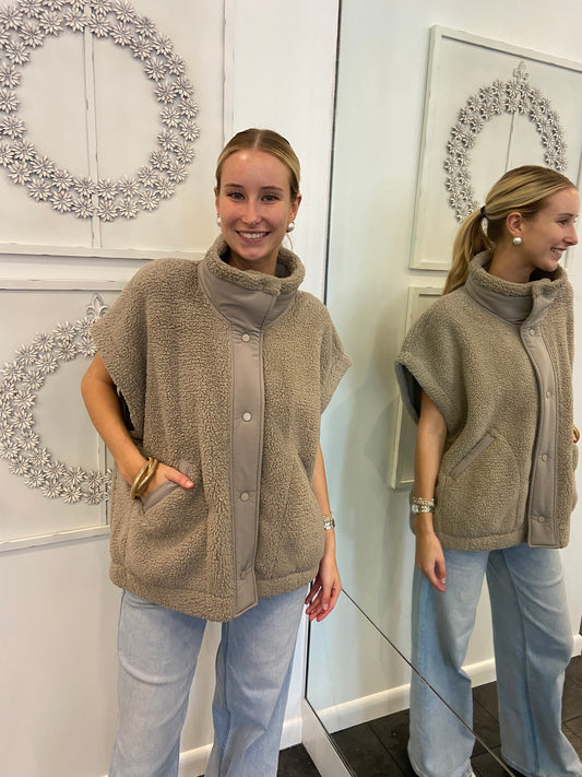 Stone Taupe Furry Vest