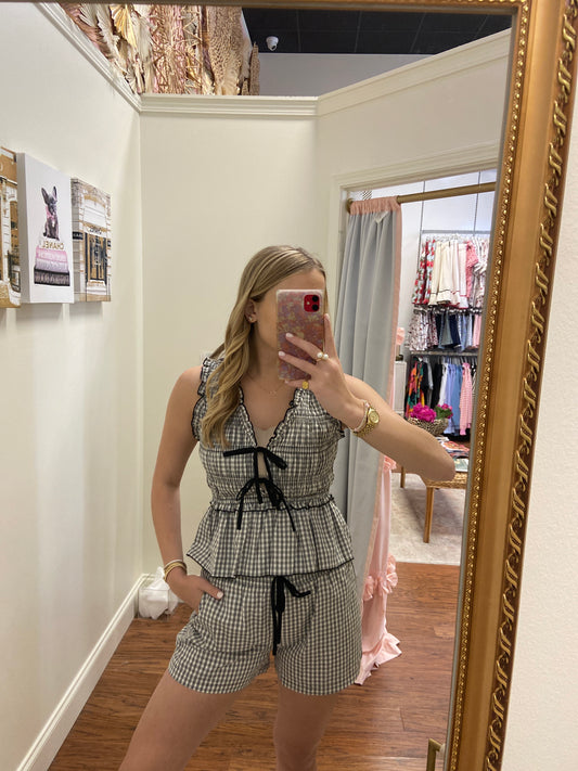 Anders Black and White Gingham Short Set