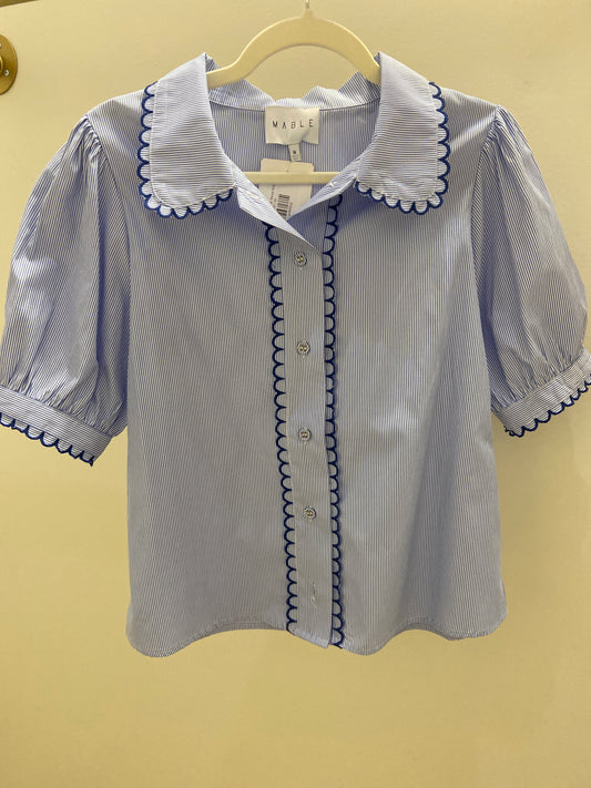 Sally Scallop Collar Stripe Shirt