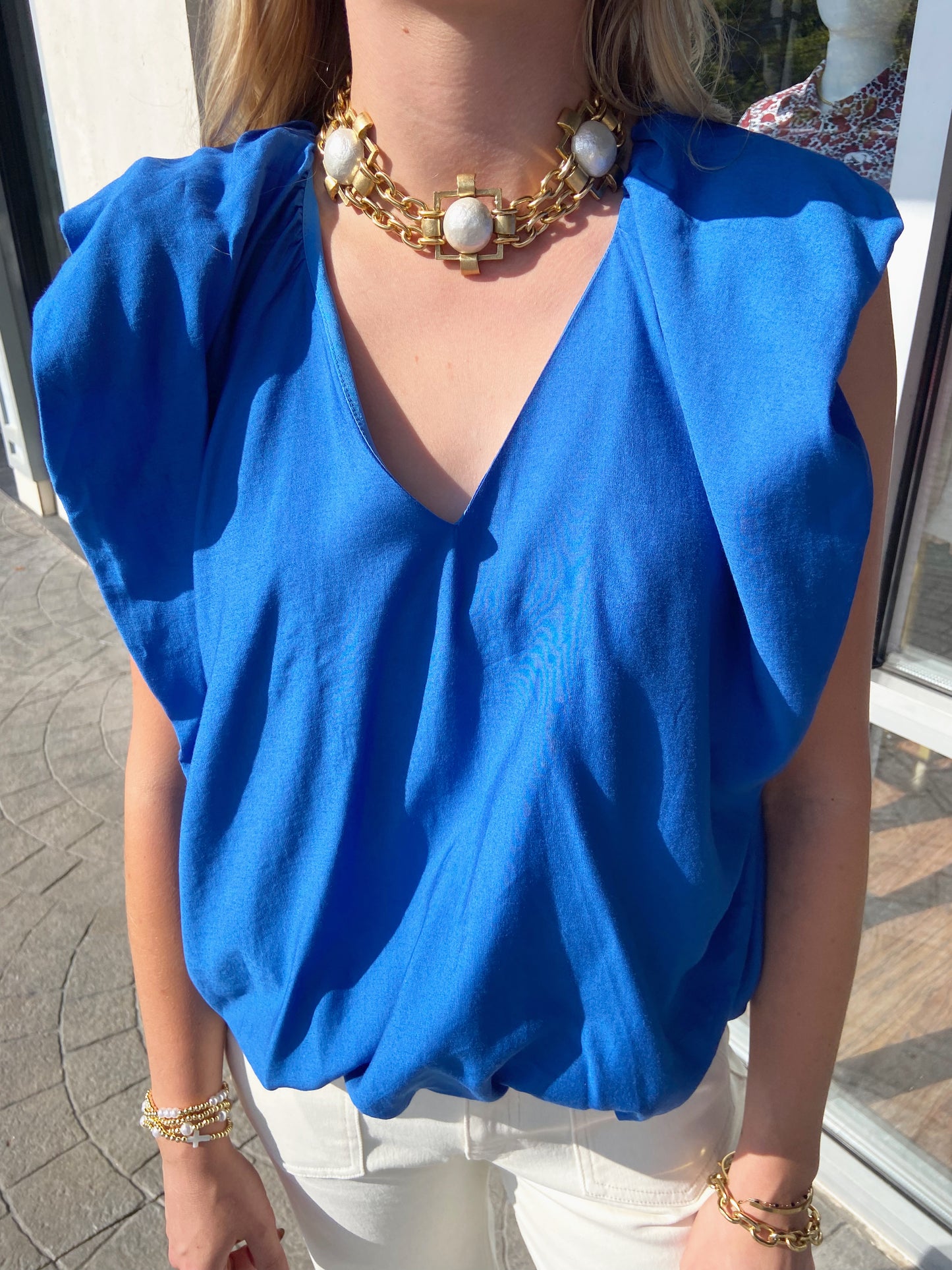 JOY JOY Royal V-Neck Balloon Top