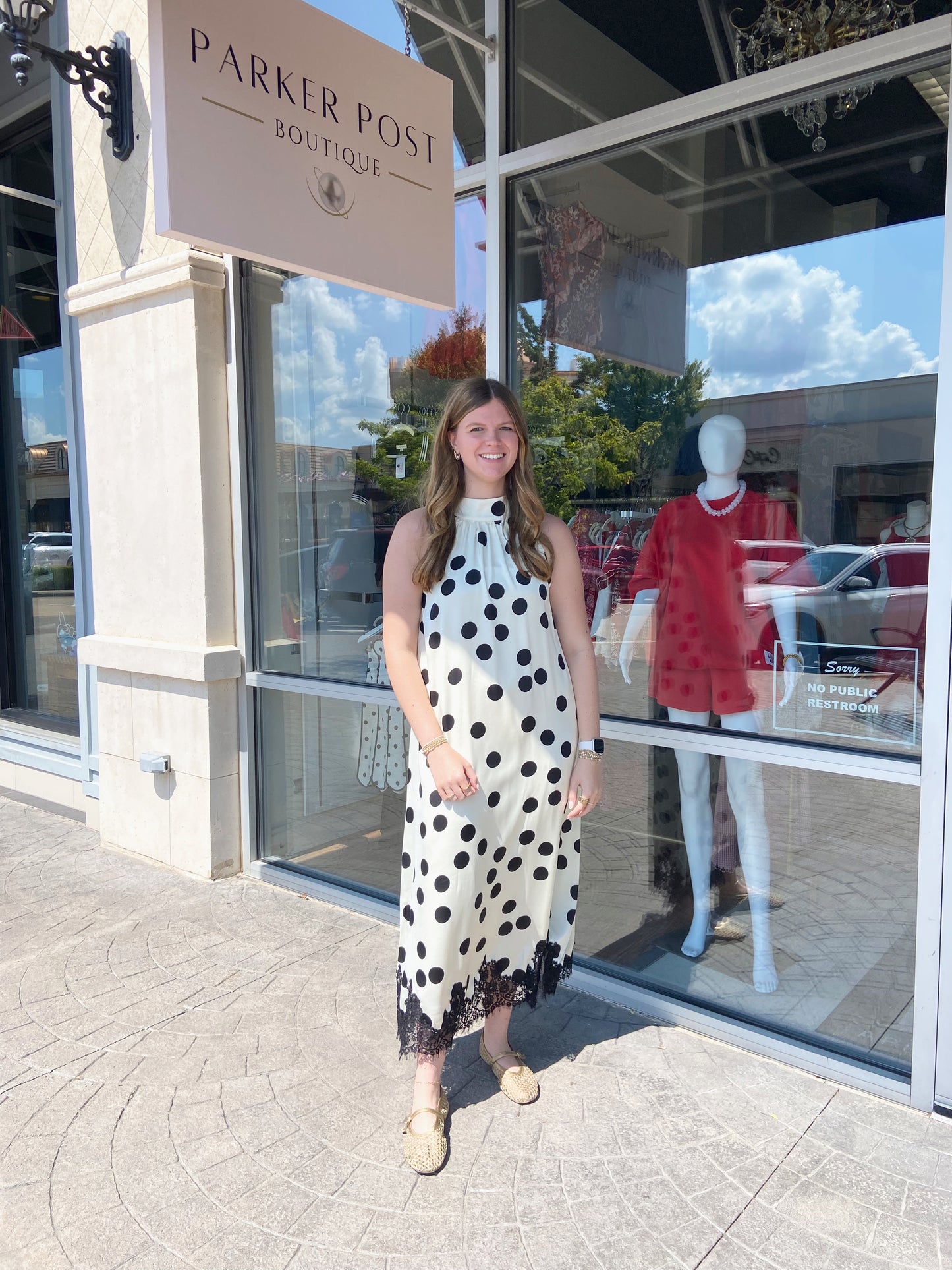 Rena Cream and Black Polka Dot Dress