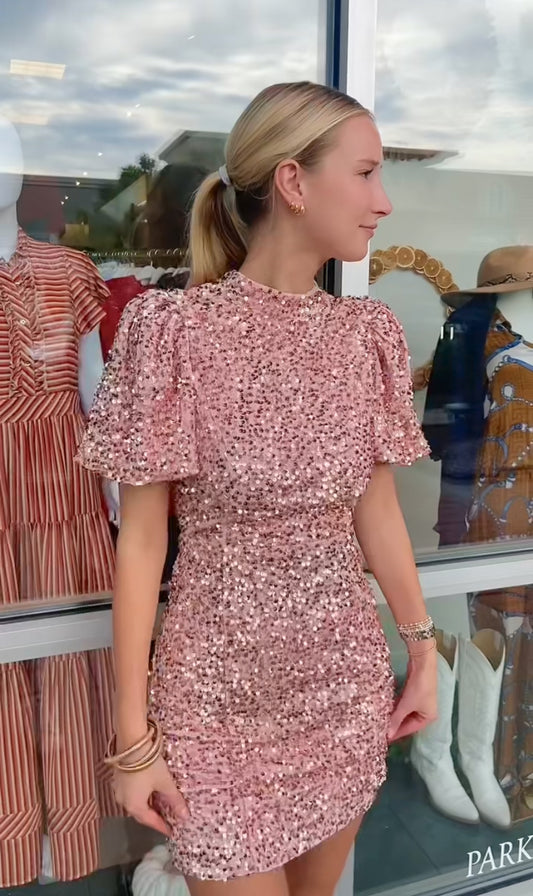 Karlie Pink Sequin Mini Dress