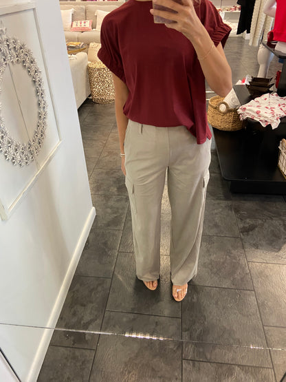 LYSSE Callie Patent Foil Vegan Suede Cargo Pant