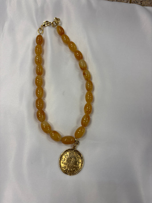 YOCHI Chanel Coin on Bead Necklace