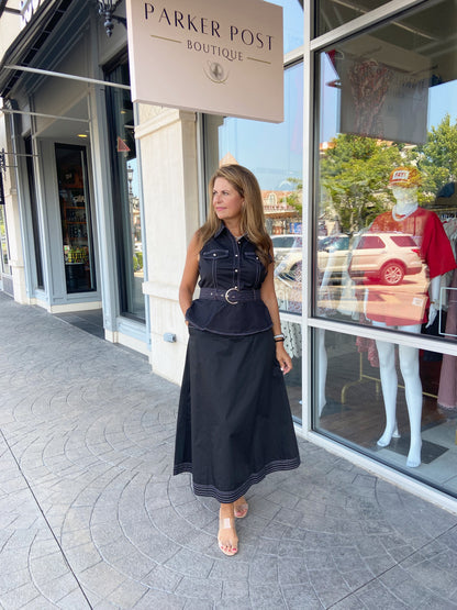 Sasha Black Maxi Skirt Set