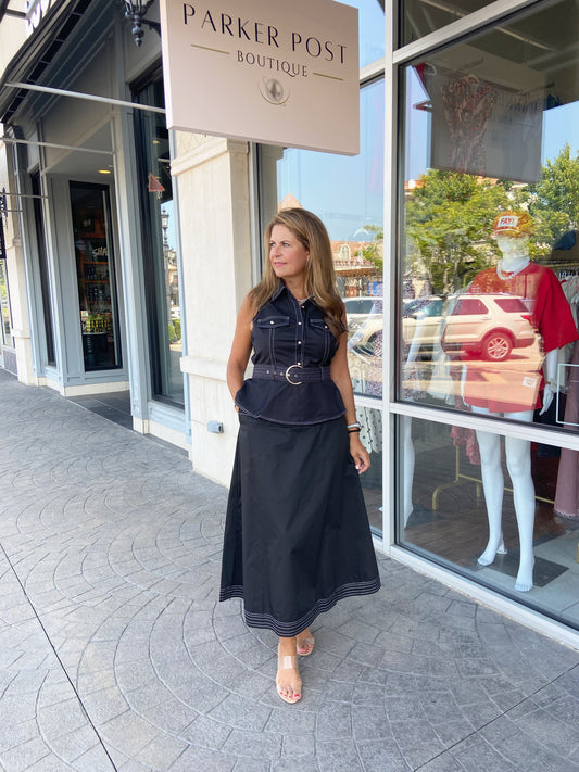 Sasha Black Maxi Skirt Set