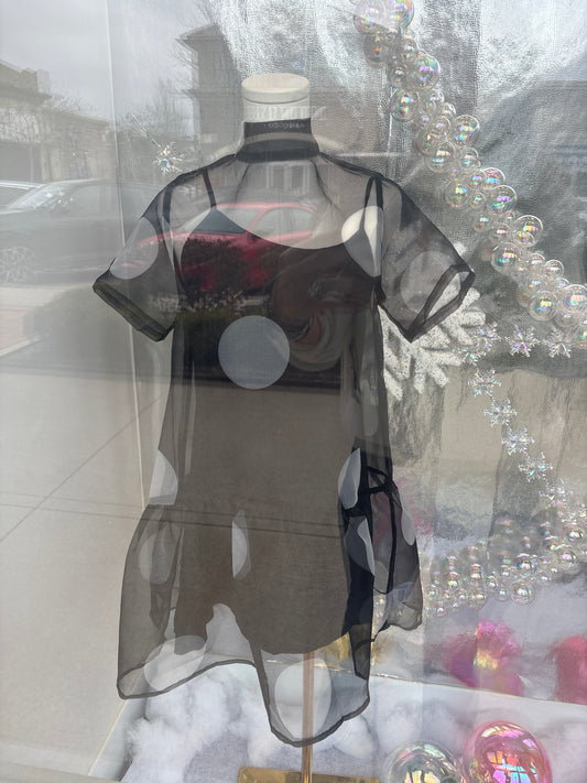 Betty B/W Sheer Polka Dot Dress