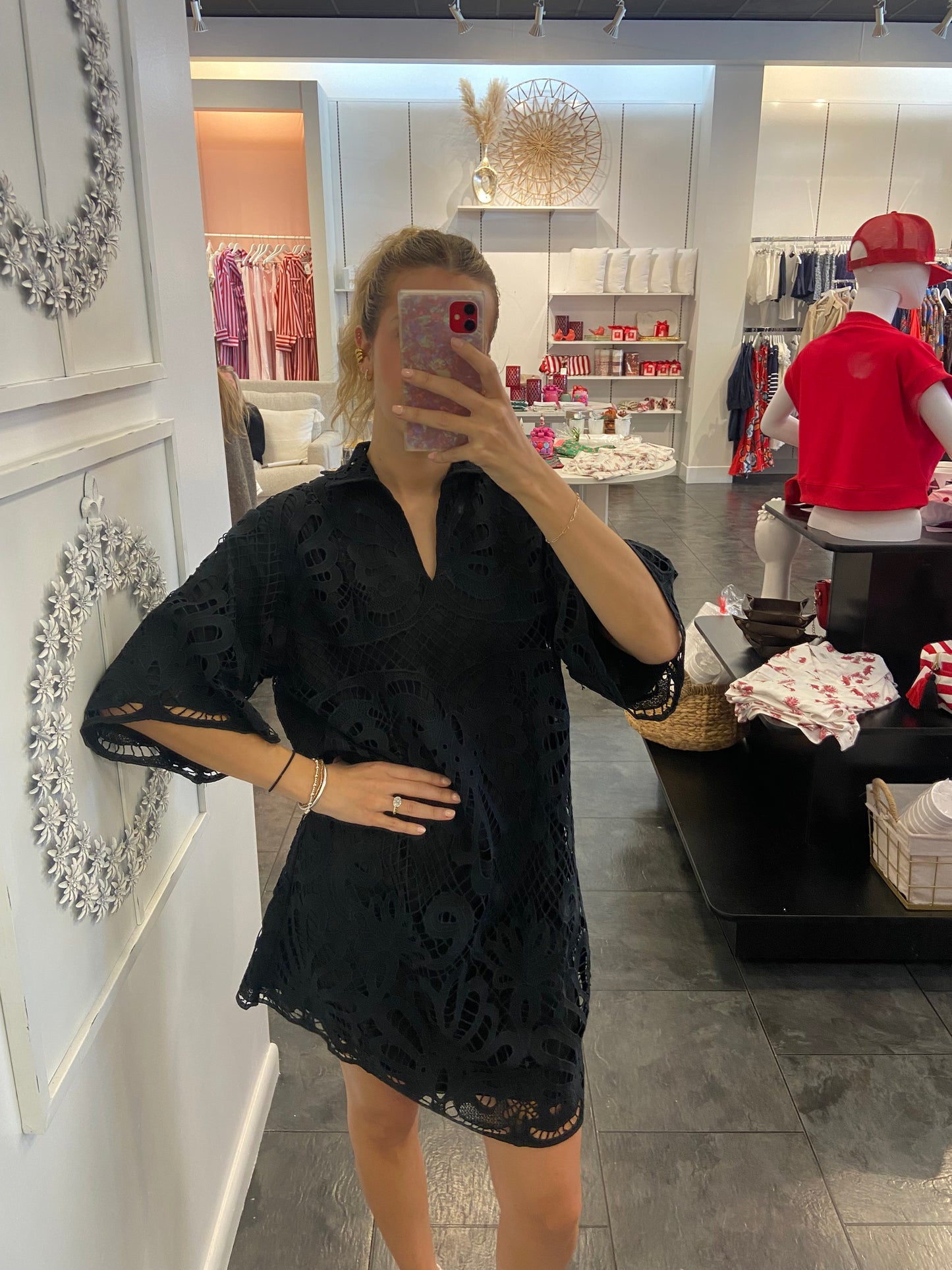 JADE Black Lace Tunic Dress