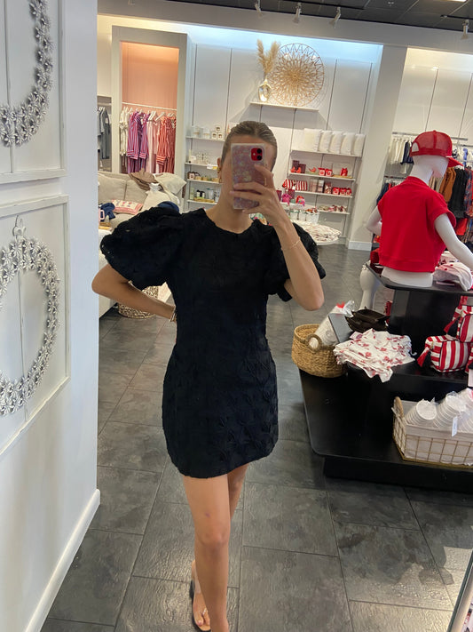 Brandee Applique Puff Sleeve Dress