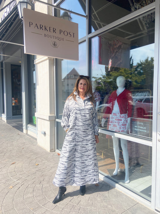 EMILY MCCARTHY Wild Marble Long-Sleeve Poppy Maxi Dress